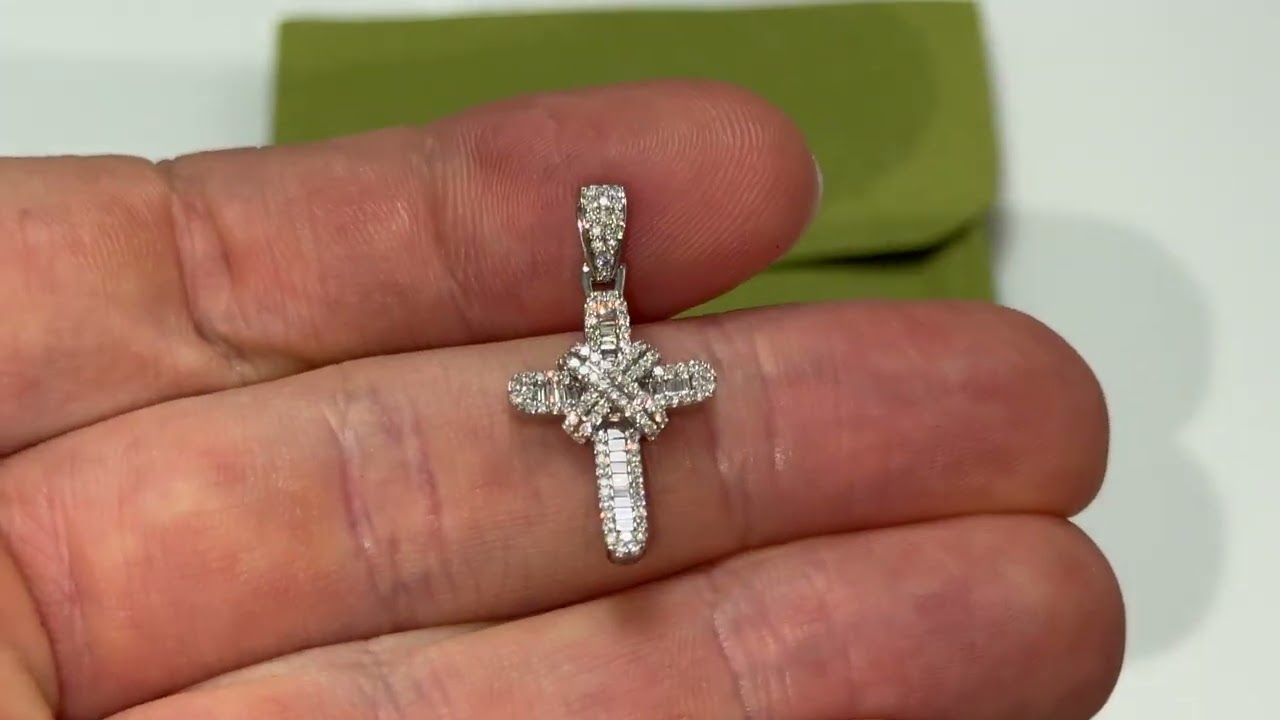 LFDPD0481: Pavé Set Diamond Cross Pendant 0.44ct. 9k White Gold