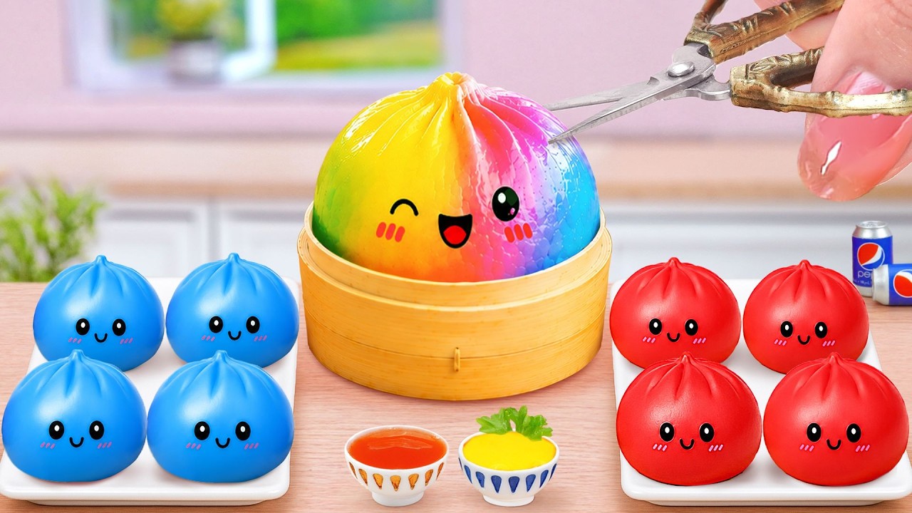 Unboxing Dumpling Squishy Food 🥟 How To Make Watermelon Dumpling 🍉 Tina Mini Cooking