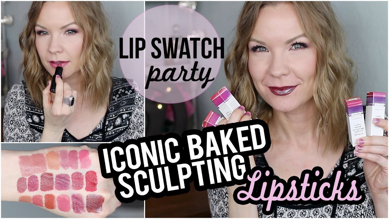Laura Geller Iconic Baked Sculpting Lipsticks - Lip Swatch Party! | LipglossLeslie