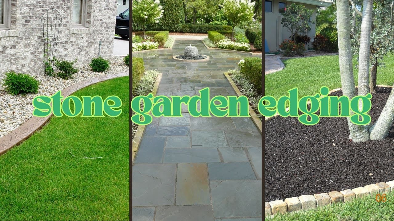 PATIO STONE GARDEN EDGING DESIGN IDEAS | TOP 10 BEST GARDEN LANDSCAPING EDGE WITH NATURAL ROCK IDEAS