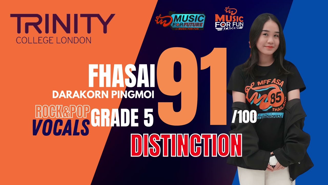 TRINITY COLLEGE LONDON ROCK & POP VOCALS GRADE 5 | PASSED WITH DIATICTION | DARAKORN PINGMOI