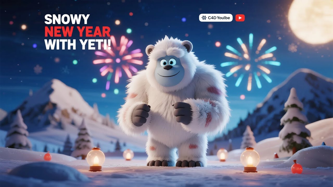 Yeti’s Snowy New Year Celebration 🎊 – Cute, Funny & Full of Joy!