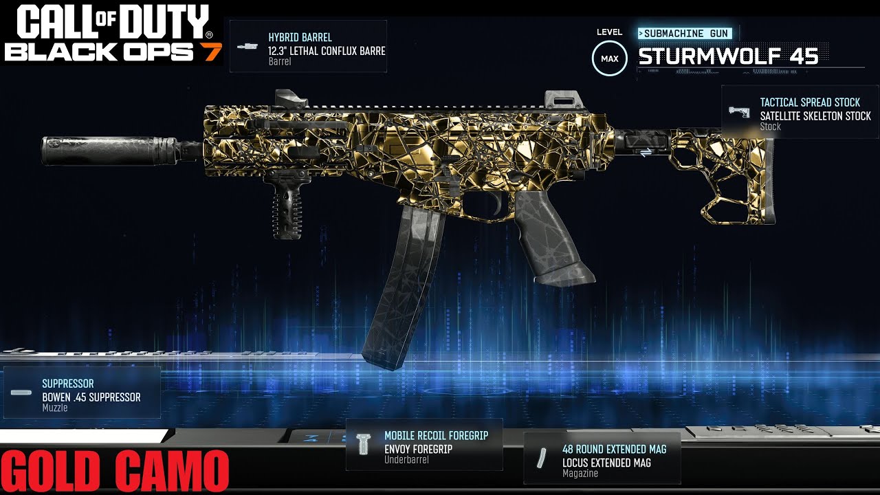 GOLD CAMO UNLOCK SMG STURMWOLF 45 - Call of Duty Black ops 7 #bo7headshots #codbo7 #sturmwolf45