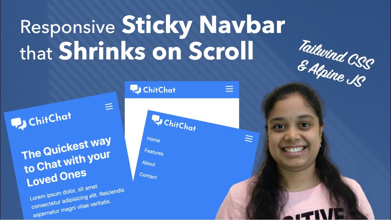 Responsive Sticky Navbar that Shrinks on Scroll with Tailwind CSS & Alpine JS