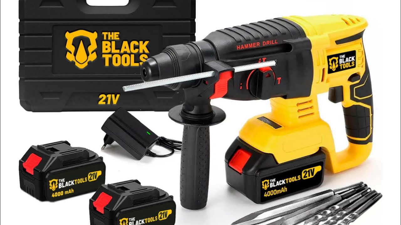 Martelete Rotativo Perfurador 2 Baterias C/ Impacto Sds 21v Amarelo 50/60hz The Black Tools