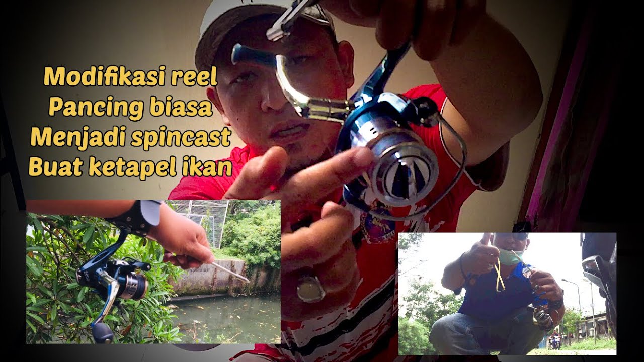 Modifikasi reel pancing biasa menjadi spincast buat ketapel ikan ‼️ ini cara nya