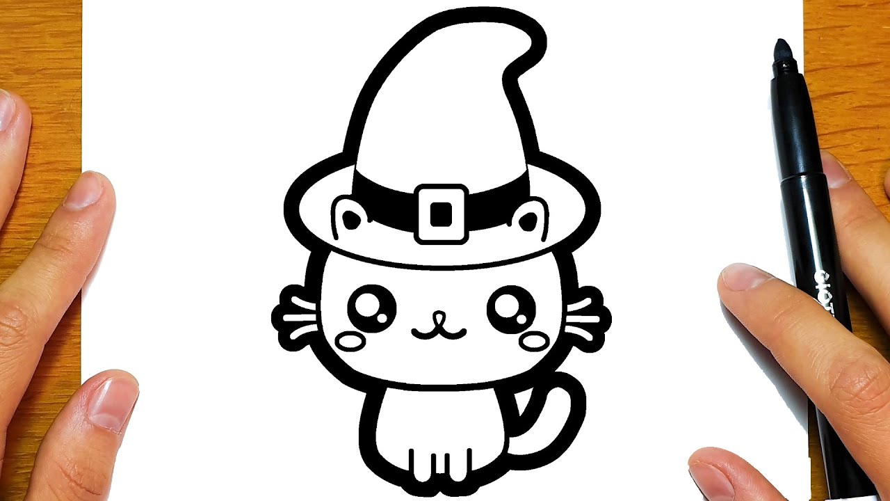 HOE TEKEN JE EEN LEUKE KAT VOOR HALLOWEEN | Gemakkelijke tekeningen