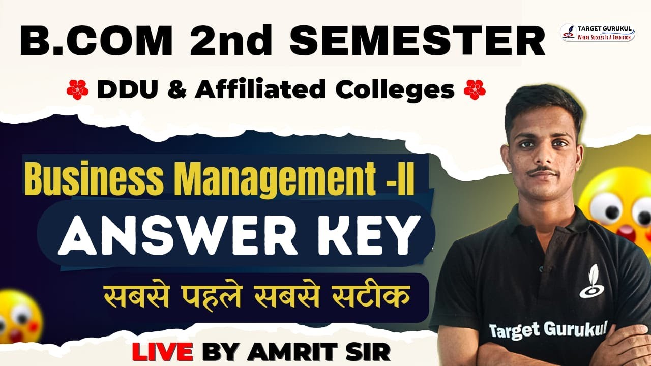 Business Management -II Answer Key | DDU B.Com 2nd Semester Exam 2024 | Paper