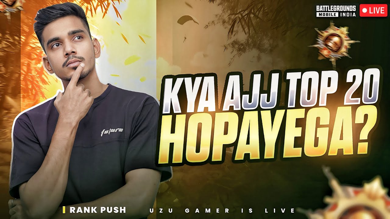 KYA AJJ TOP 20 HOGA ? | CONQUEROR RANK PUSH DAY 12 | BGMI LIVE | UZU GAMER