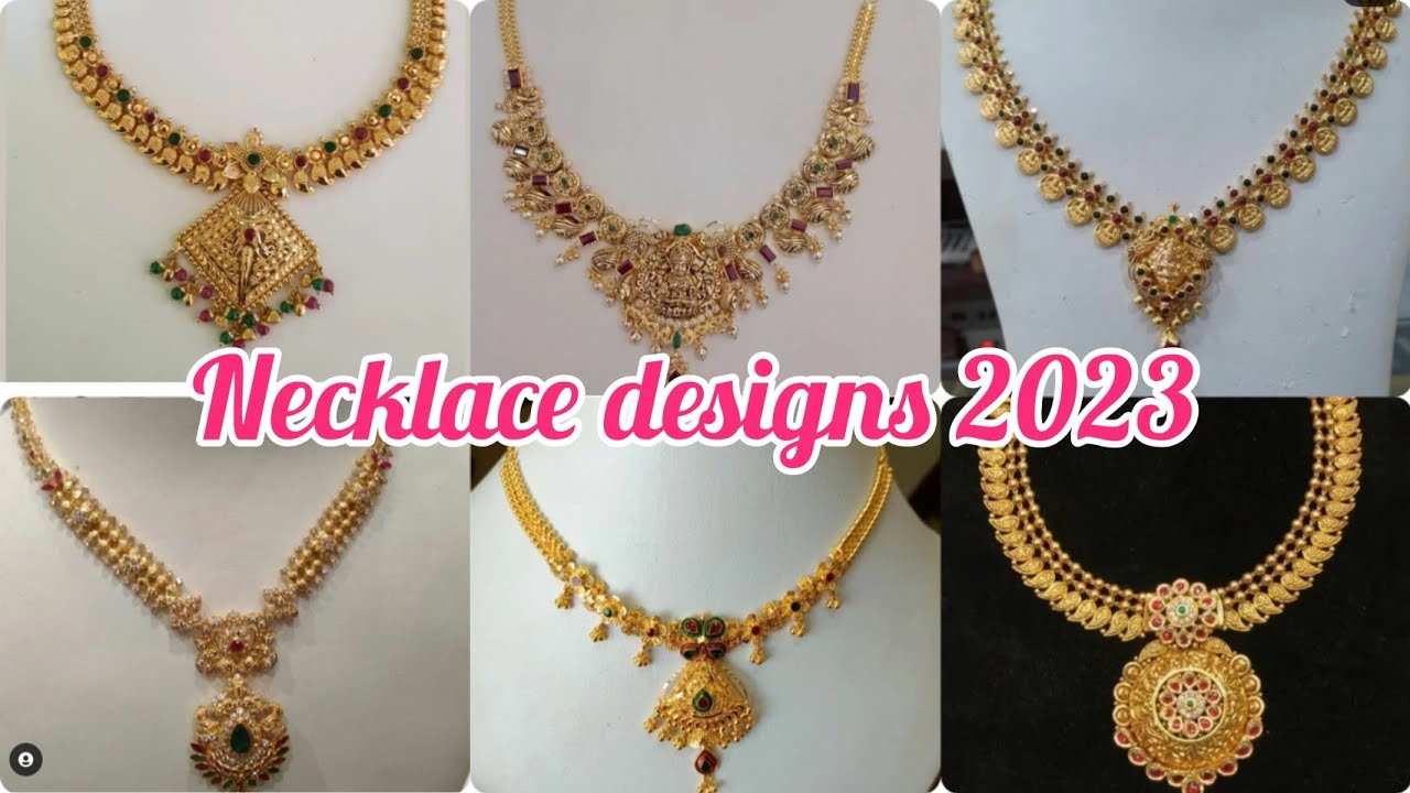 22k Latest wedding gold necklace designs // with weight #necklacedesigns2023 #goldnecklace #necklace