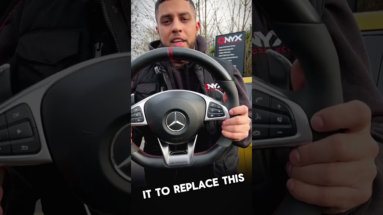 Mercedes A45 AMG in for carbon fibre steering wheel upgrade! #onyxperformance #a45amg #steeringwheel