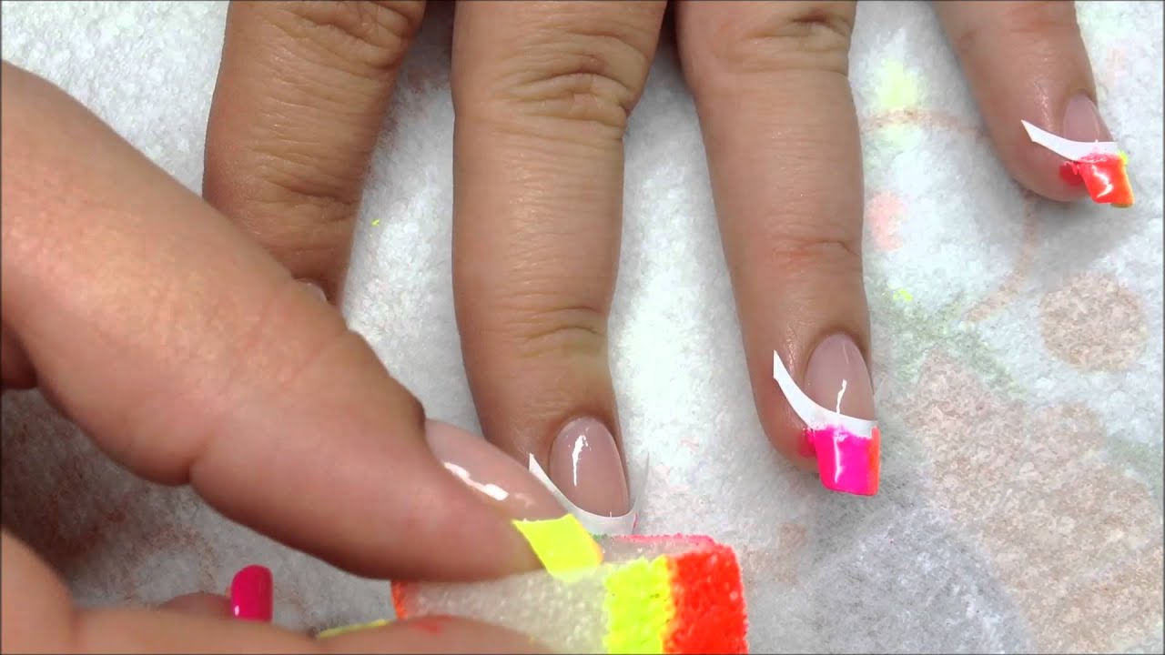 Tuto Nail Art: French en dégradés fluos