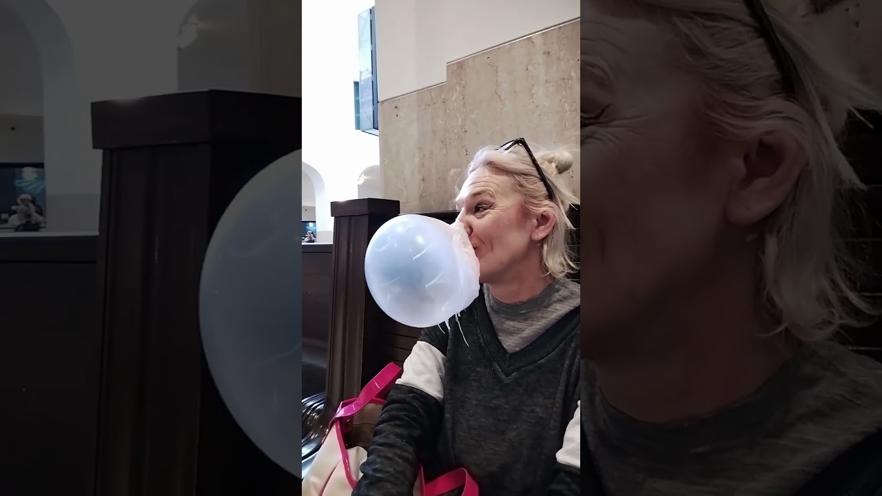 Bubble Gum Bubbles in Public At The Train Station