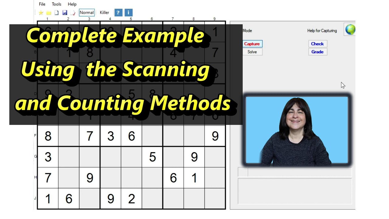 Полный пример решения судоку с использованием методов сканирования и подсчета