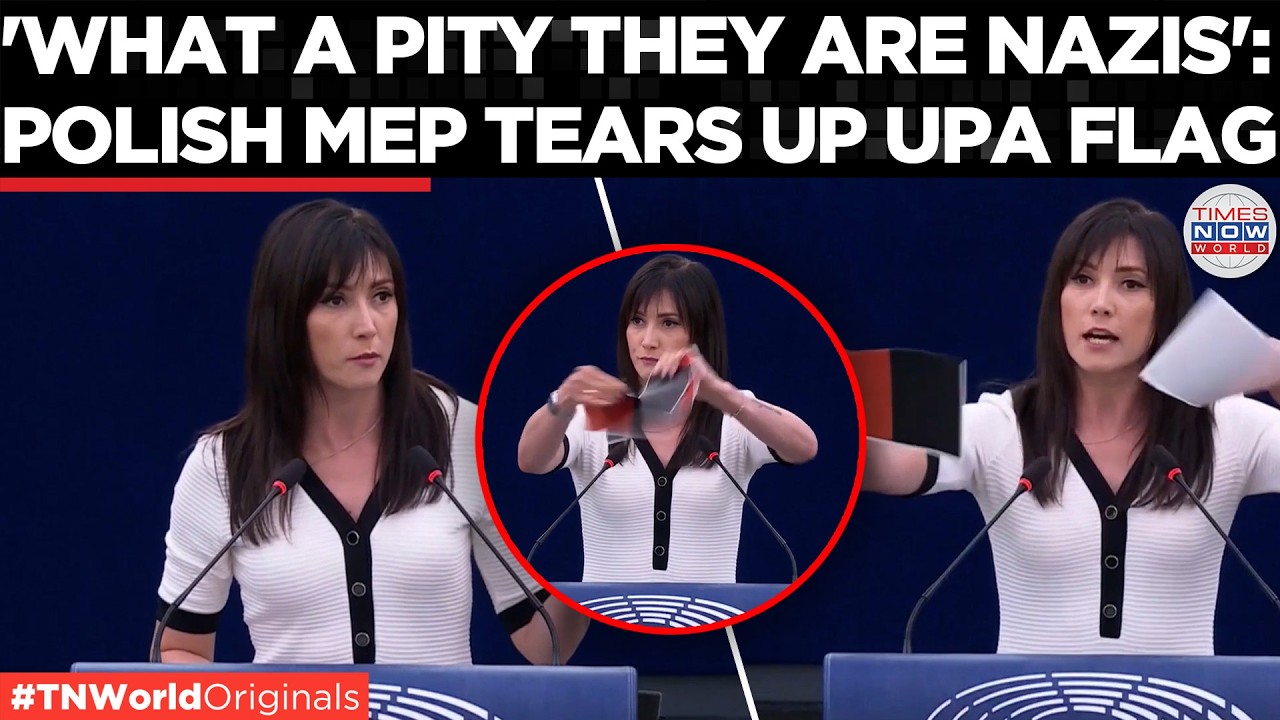 POLAND VS UKRAINE: Polish MEP Tears Up UPA Flag, Slams Zelensky Over 'Heroes of UPA' Honour