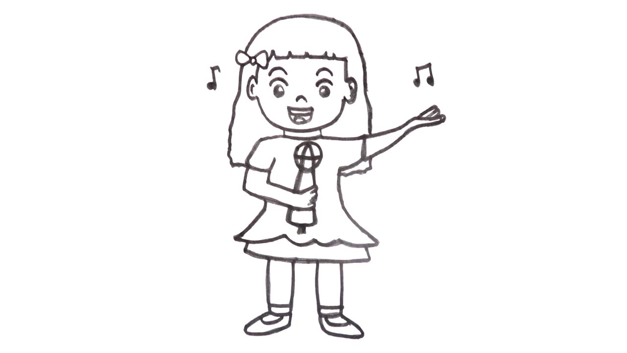HOW TO DRAW A GIRL SINGING