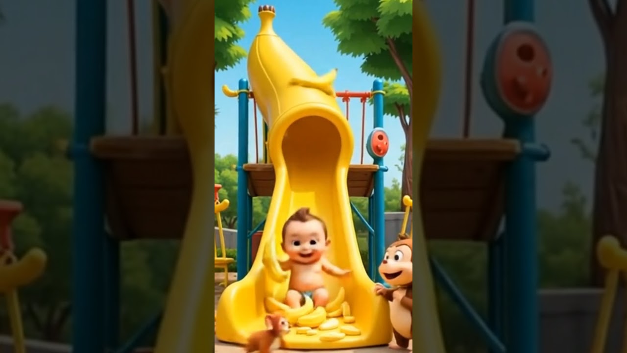 Banana Slide Fails! 🍌🛝 | Baby LOL Moments#BabyFails #BananaSlide #CartoonLOL