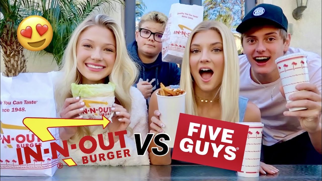 IN-N-OUT VS. FIVE GUYS!  *MUKBANG*  Who has the BEST burger??