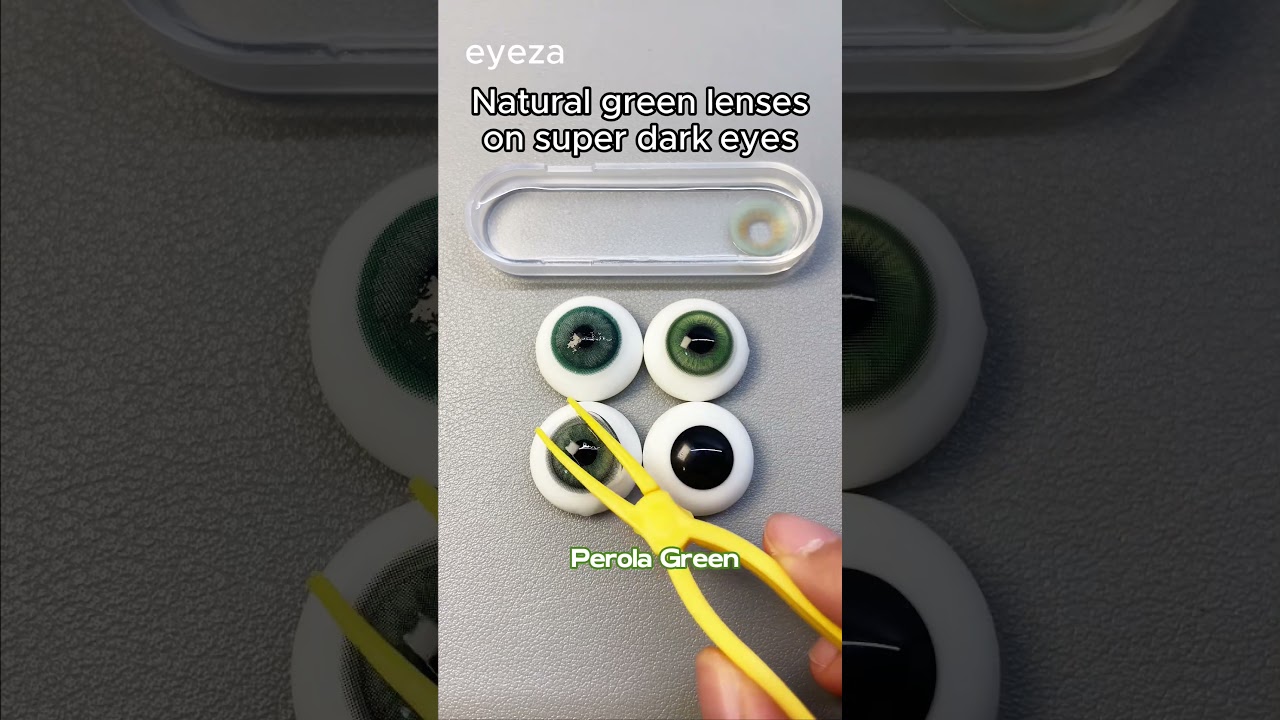 Ultra-natural green contacts 💚✨ designed to blend beautifully on dark eyes! 👁️🌿 #greencontacts