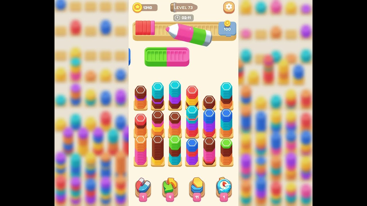 Pencil Stack Color Sort ✏️ Level 73 Walkthrough & Solution