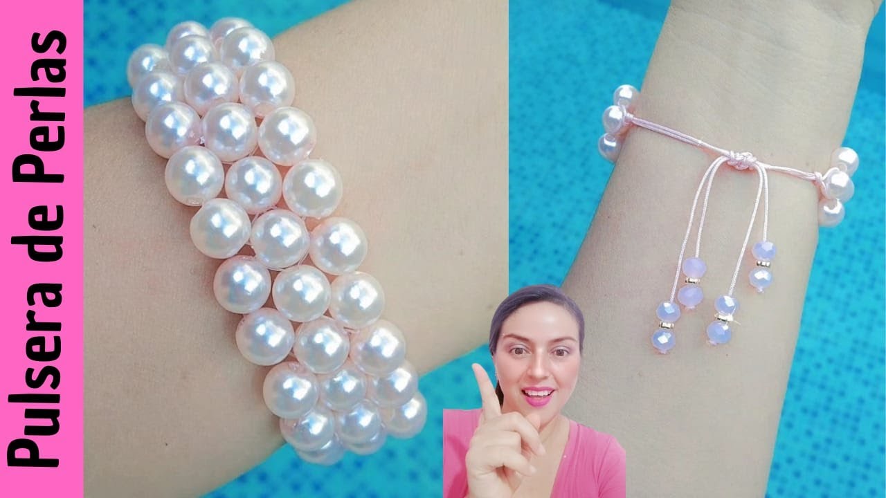 Aprende  a Hacer una PULSERA de PERLAS , paso a paso[ BRAZALETE CON CUENTAS ]