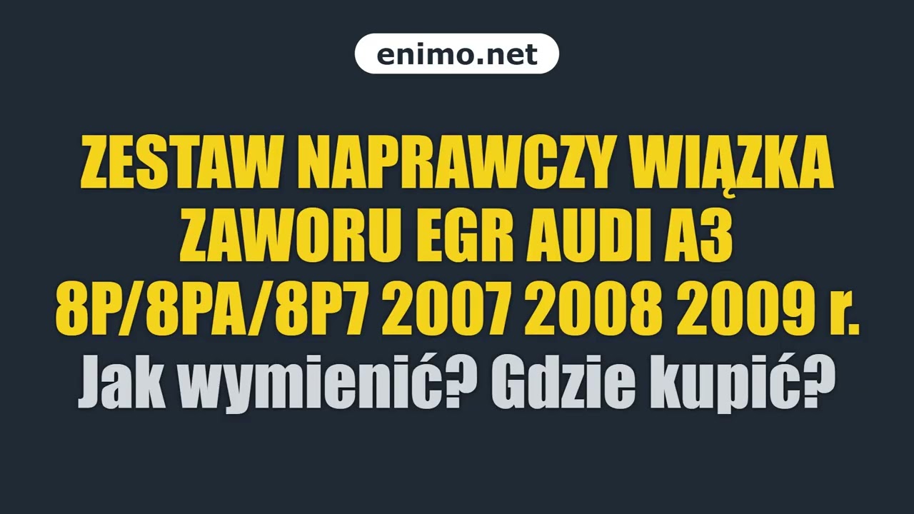 ZESTAW NAPRAWCZY WIĄZKA ZAWORU EGR AUDI A3 8P/8PA/8P7 2007 2008 2009 r. Jak wymienić? Gdzie kupić?