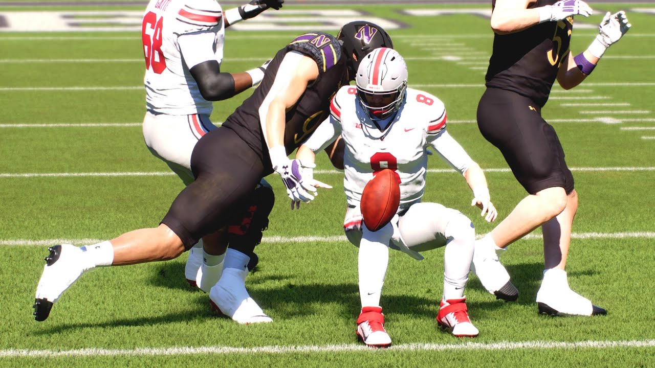 Northwestern's Eric Kuhn gets 6 sacks (!) in 2033 win over Ohio State in CFB 25 dynasty mode