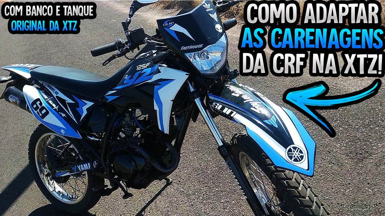 XTZ 125 COM CARENAGEM DA CRF NO TANQUE E BANCO ORIGINAL DA XTZ | TUTORIAL