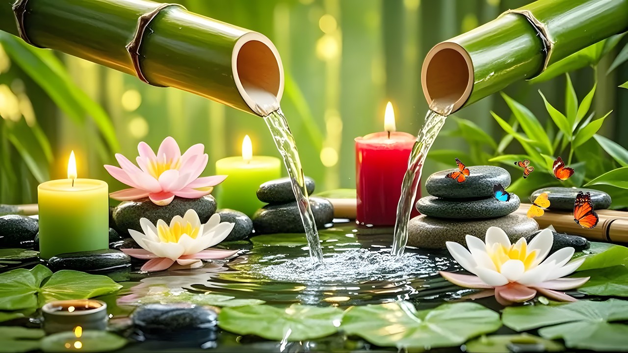 Deep Sleep Relaxing Music 🌿 Soothing Bamboo Water Sounds and Nature Ambience for Anxiety & Calm Mind