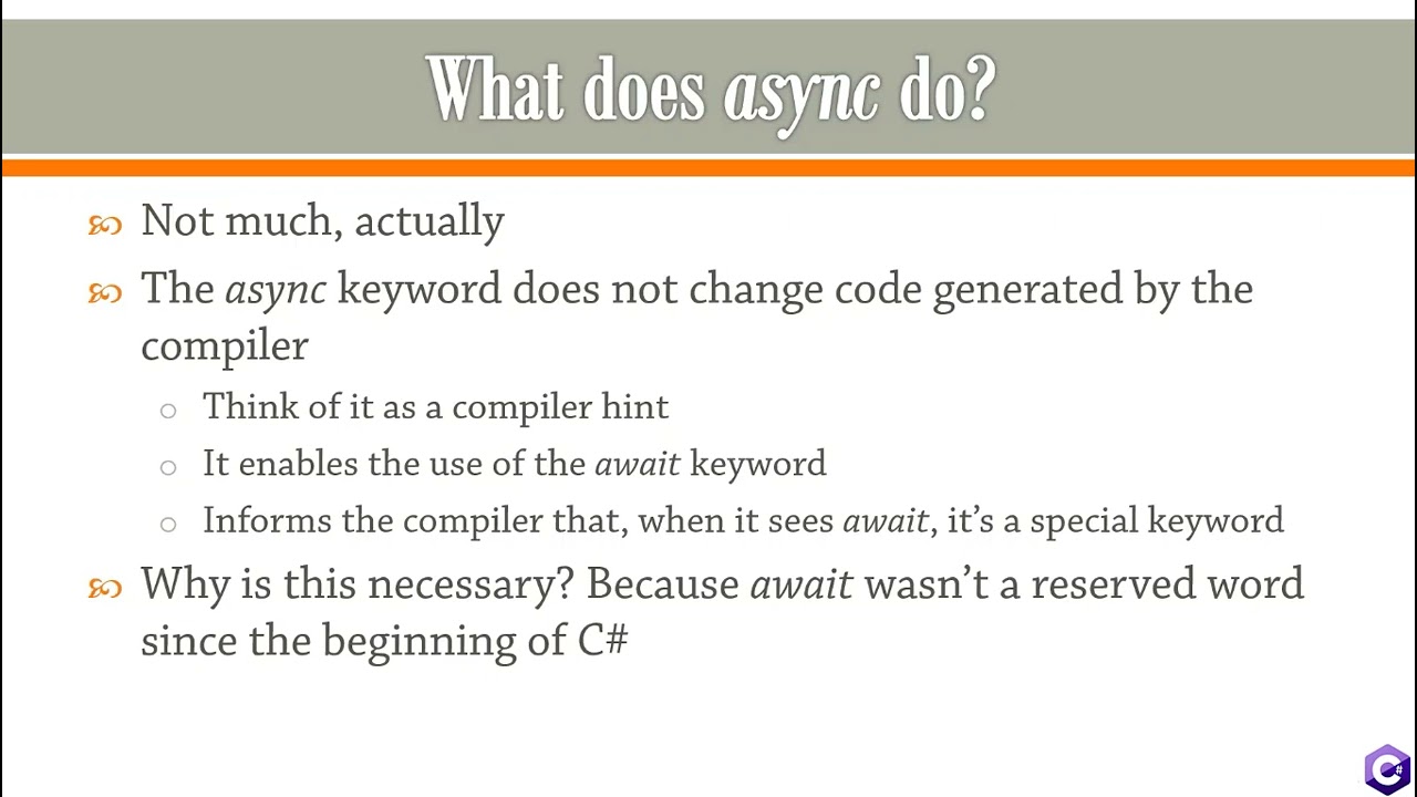 Asynchronous Programming (Async/Await)- A detailed description of async/await mechanics. C# Part #32