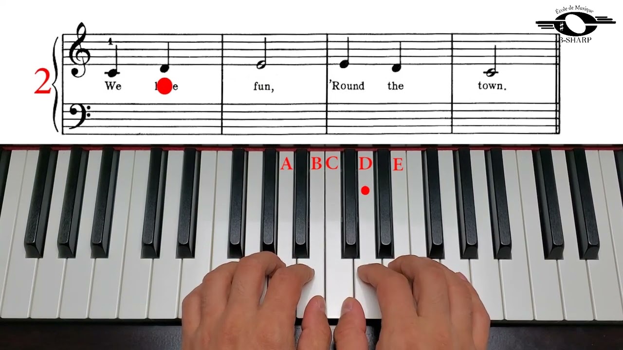 Marching Up and Down, Moderate version, John Thompson`s easiest piano course, Book 1