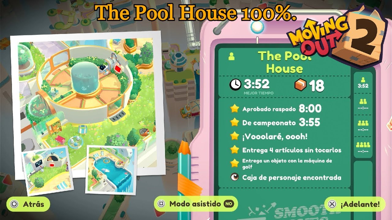 Moving Out 2 | The Pool House al 100% con todos los objetivos.