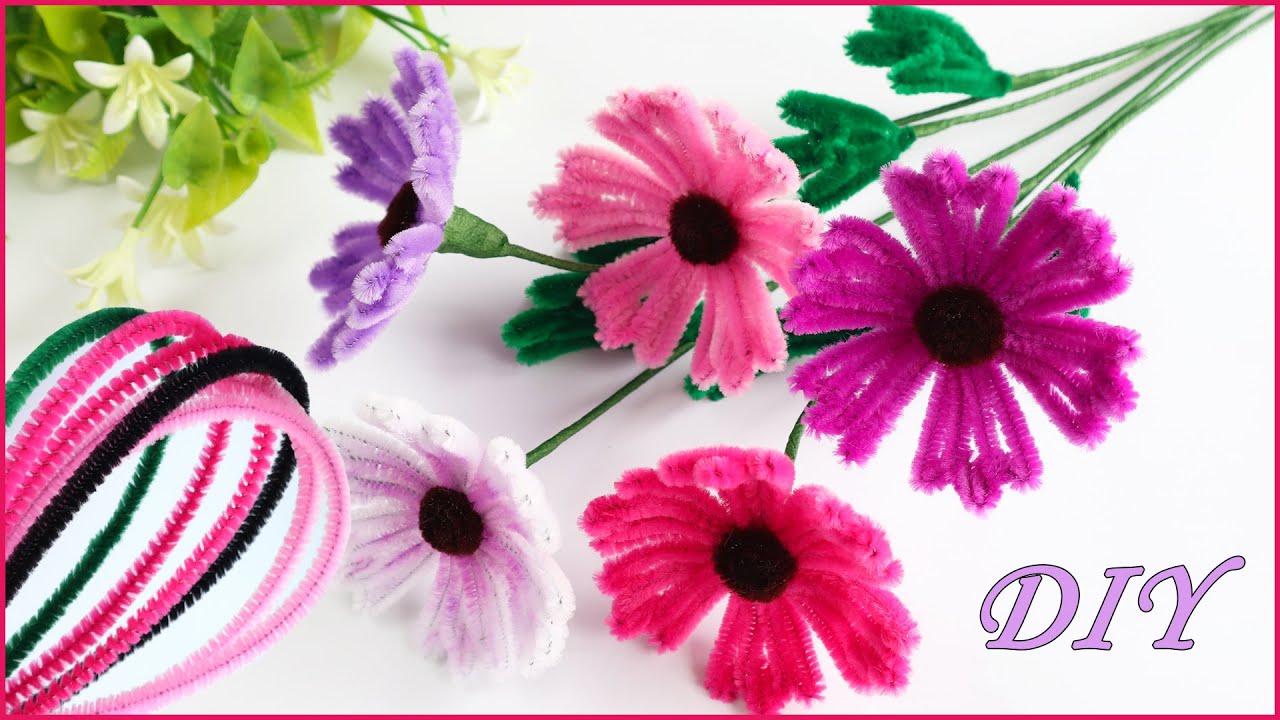 🌸Flowers Pipe Cleaner DIY🌸Простые цветы из синельной проволоки
