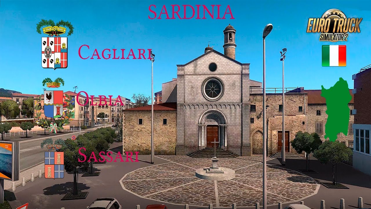 Sardinia (Cagliari, Olbia, and Sassari) - Euro Truck Simulator 2 (1.35) 4K Video