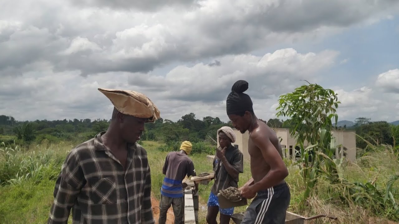 Putting our hands to work |Finishing the fence wall| buying a goat in Ghana 🇬🇭