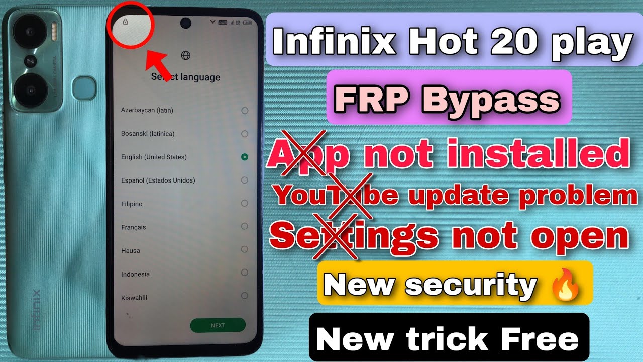 InFinix HOT 20 20play 20s FRP Bypass | infinix hot 20 play Google Account bypass| app not installed
