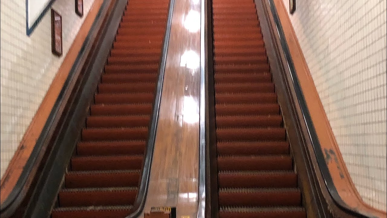 4 Sets of Antique Jaspar Wooden Escalators @ St. Anna Tunnel, Antwerp Belgium