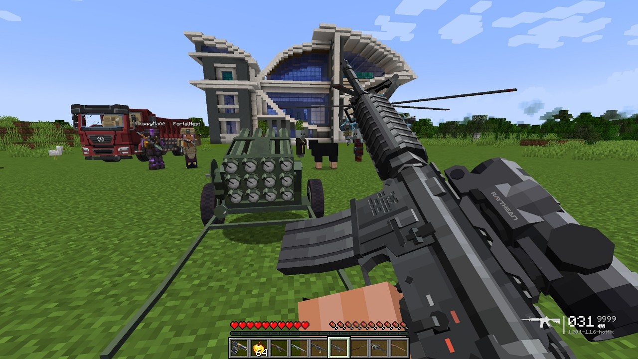 We Robbed the Pillagers Huge Emerald Bank Using Modern Weapons & Tanks! 💎💥