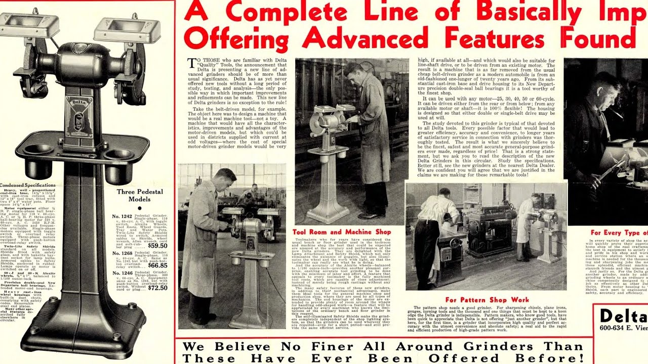 1930s Delta Triple Duty grinder walk around and accessories demonstration.
