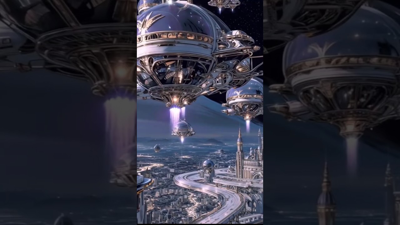 Futuristic Space City with Floating Structures | Sci-Fi Universe Scene #space #spaceelevator