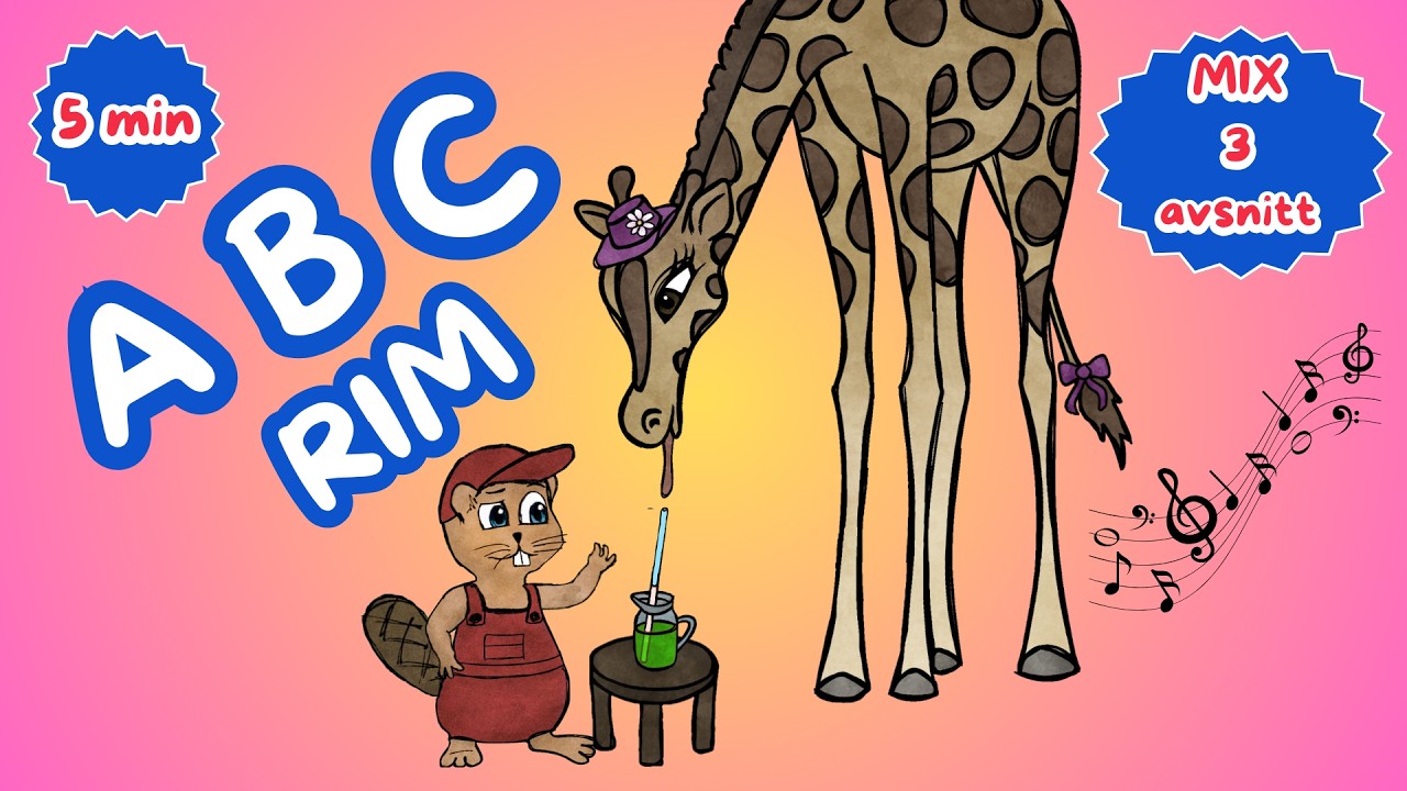 🦒 Tre tokig rimsagor och sånger | ABC | svenska