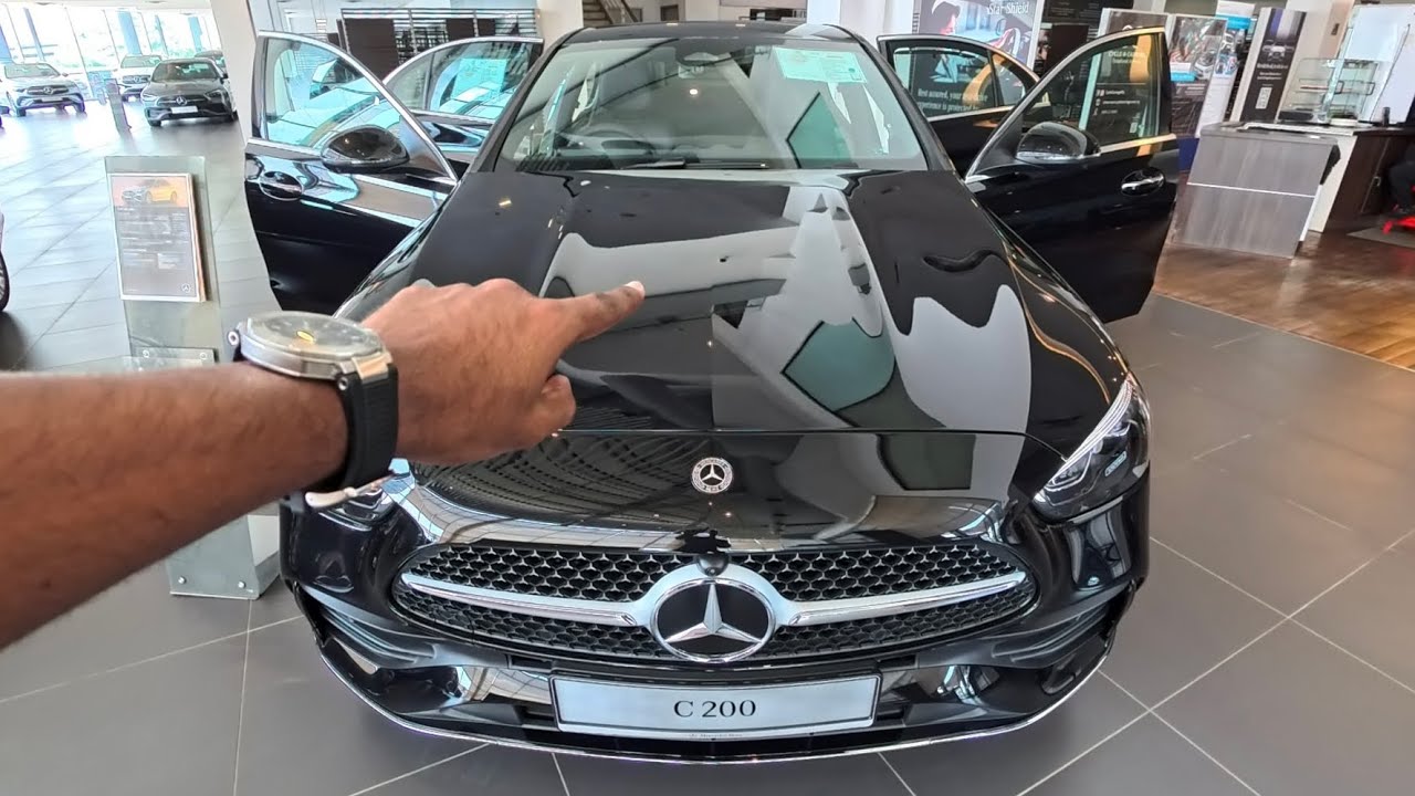 От первого лица! Новинка 2025 года! Mercedes-Benz C200 AMG Line в цвете «чёрный обсидиан» и чёрно...