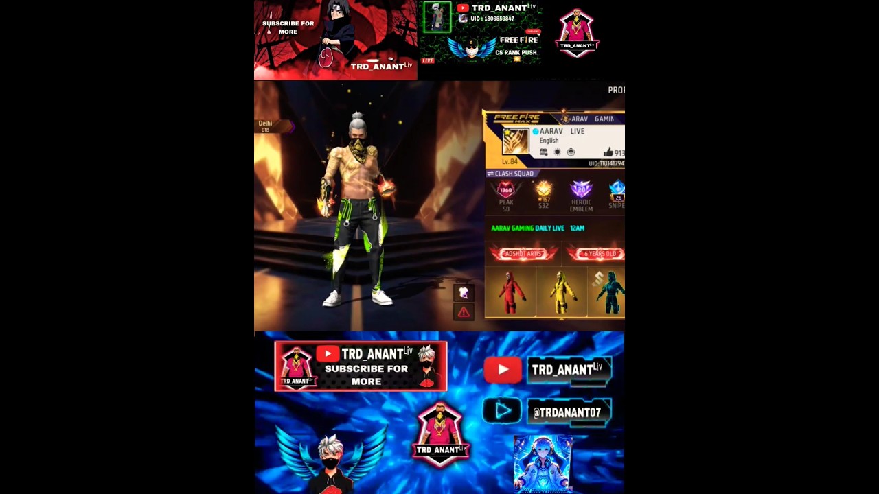 AARAV LIVE, FF I'D REACTION 🤯👍 #ffshort 🎥💯