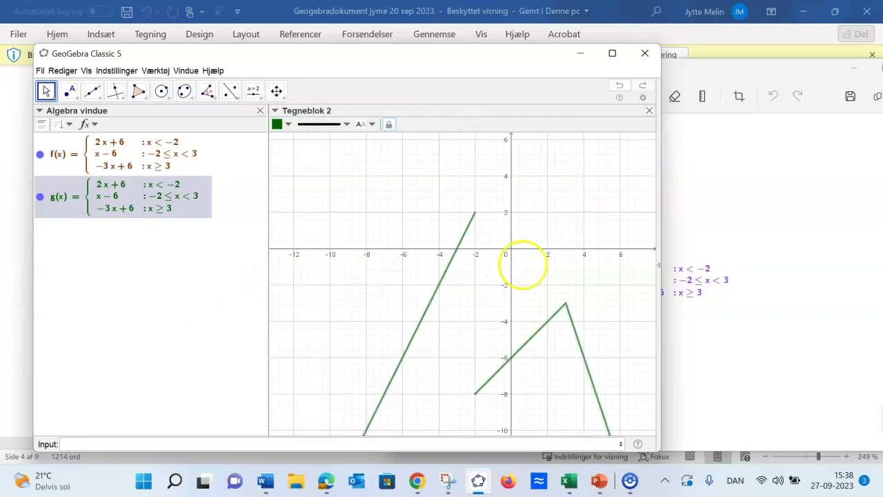 Stykkevis lineær i geogebra