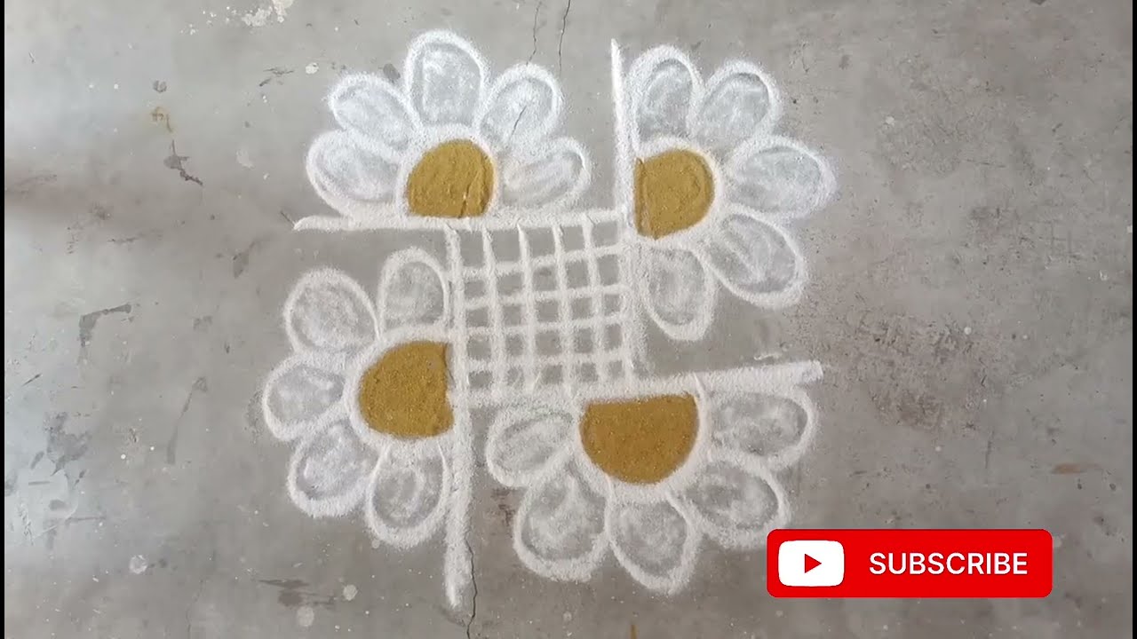 💐2 புள்ளி கோலம் குட்டி கோலம் பூ கோலம் #daily kolam easy kolam kutti kolam