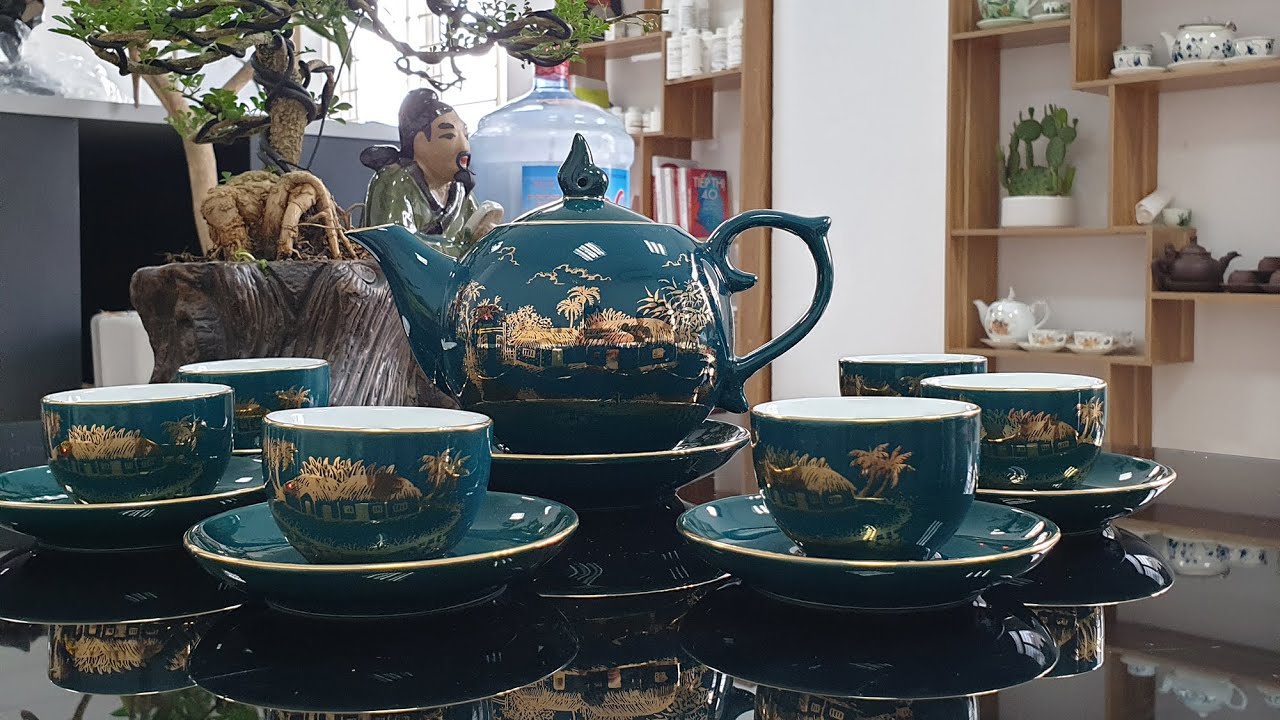 Bộ Ấm Trà Bát Tràng Cao Cấp Mộc Hương Giang