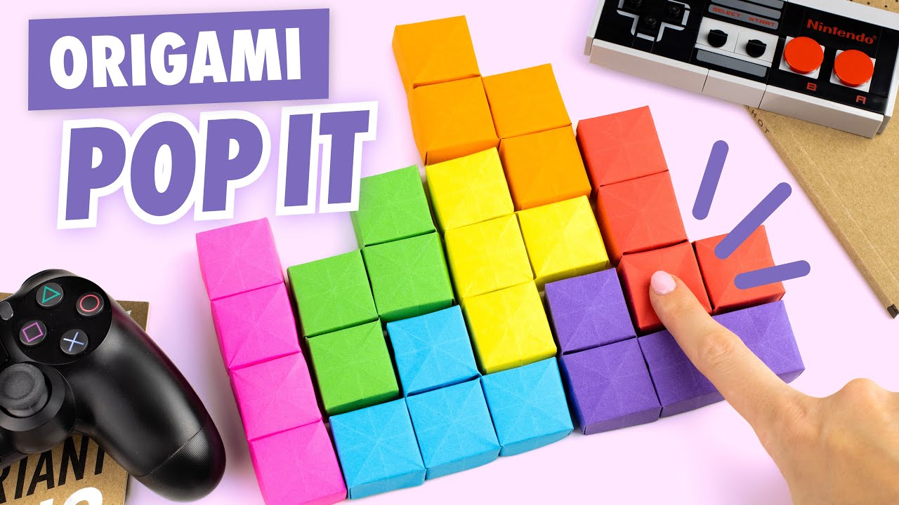 Оригами ПОП ИТ Тетрис | Origami Paper Pop it Tetris | Как сделать POP IT из бумаги без клея