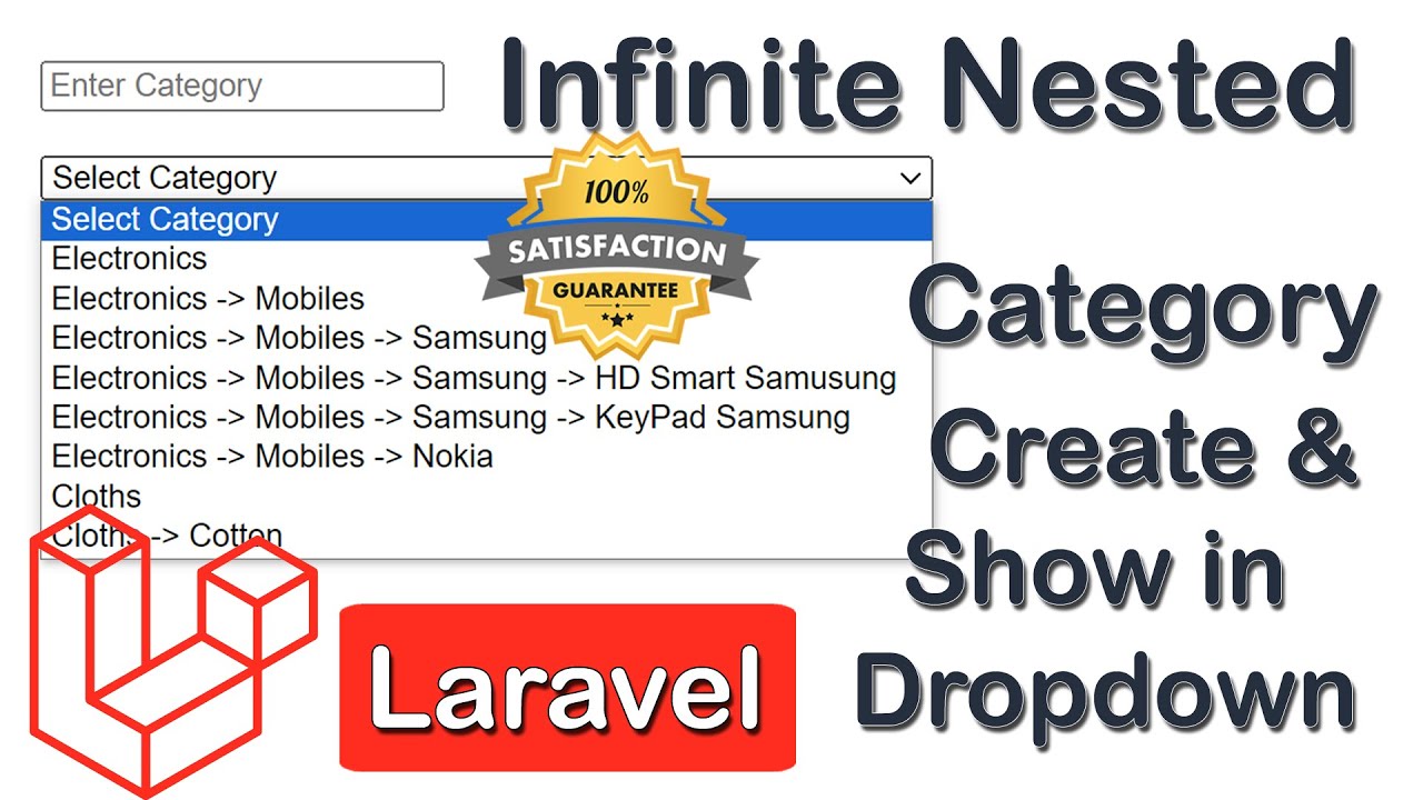 Nested Category Create and Show in Dropdown in Laravel | Infinite Nested Category in Laravel