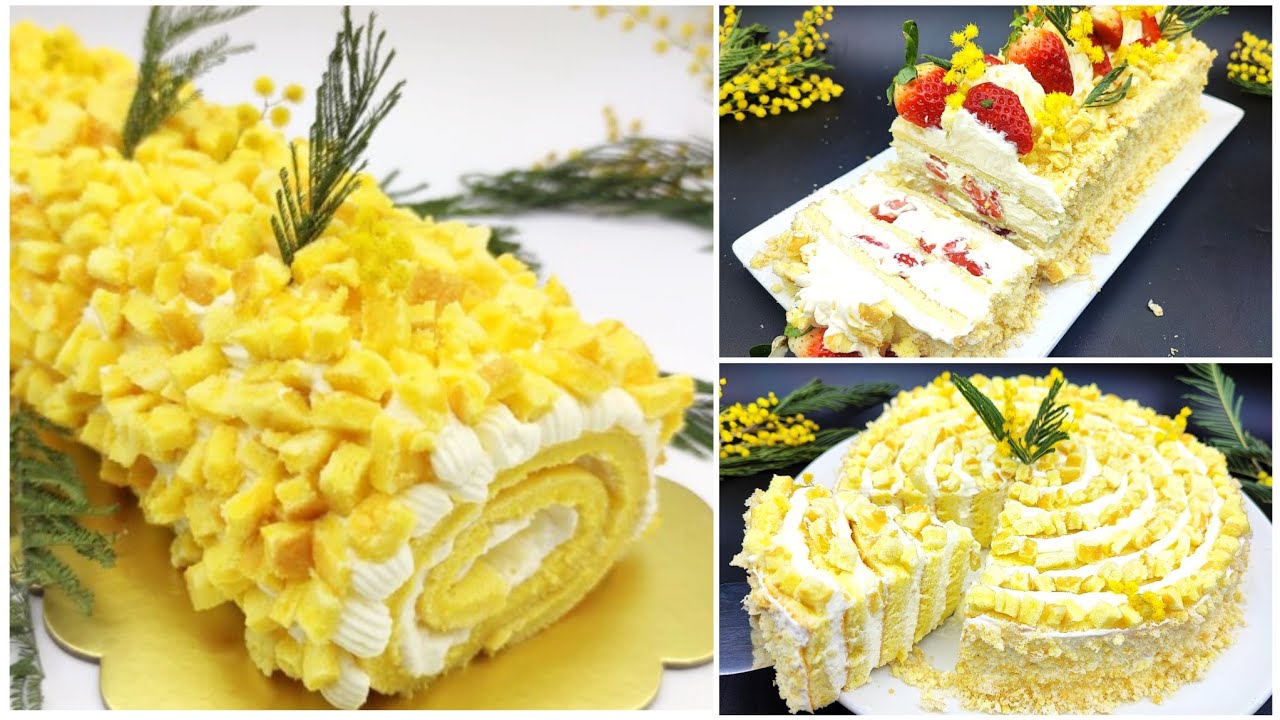 3 torte mimosa fatte con la stessa base e la stessa crema 🌼 8 Marzo