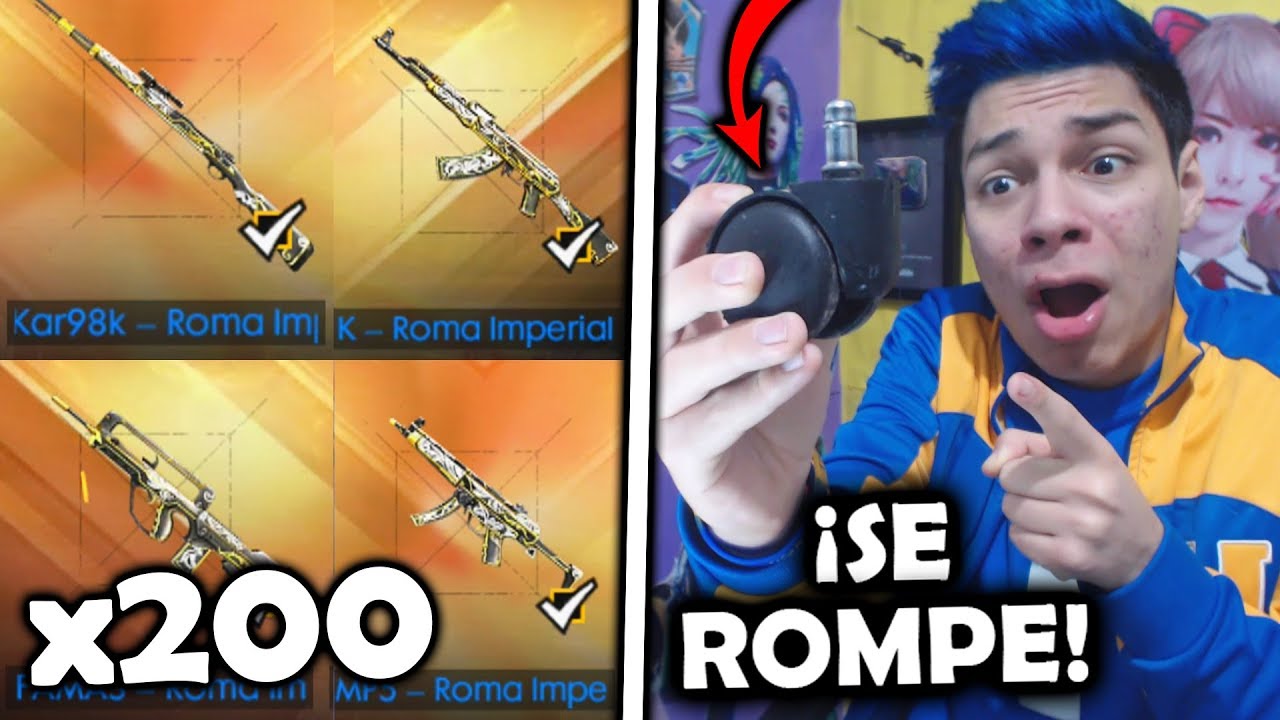 ¡ABRO 200 CAJAS de las NUEVAS SKINS de ARMAS en FREE FIRE y ROMPÍ MI SILLA! *muy triste*